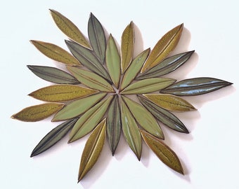 Green ceramic Leaves  (26 peices) for Mosaic and wall decoration