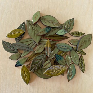 Assorted Leaf Tiles in Various Shapes and Green shades for Mosaic Making