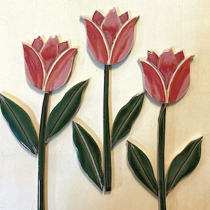 Pink Tulips Flowers Set