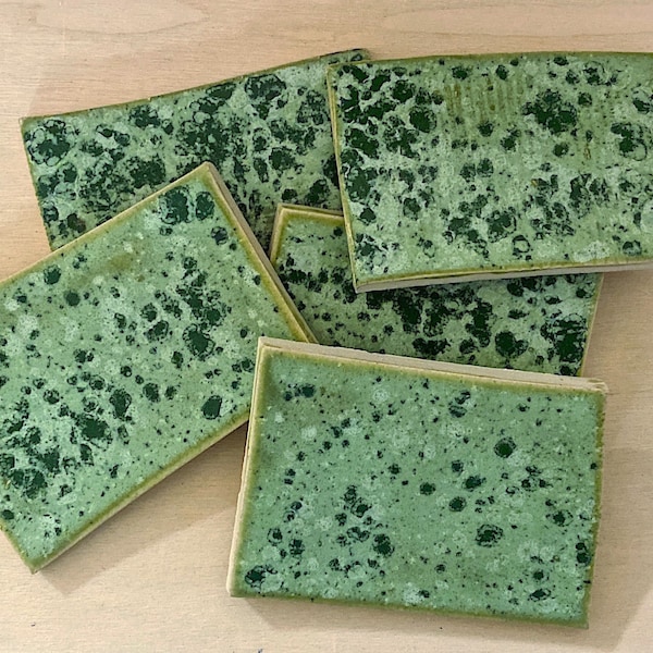 Ceramic Tiles for Mosaic Making, Bright Green Sprinkles Mosaic Tiles for Crafts ( coverage - 6"x6")