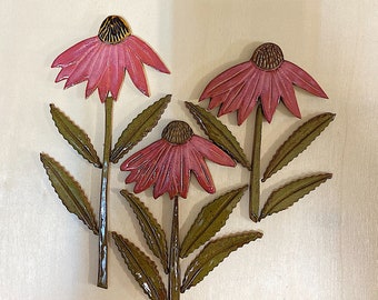 Three Cone Flowers Ceramic Tiles  Set for Mosaic and Wall Decor (16 pieces)