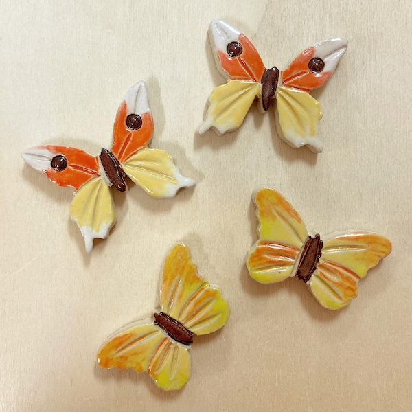 Ceramic  Butterfly Tiles Set for Mosaic Making and Wall art, Mosaic tiles (4 pieces)