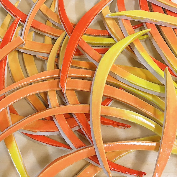 Yellow and Orange Ceramic Strips for Mosaic (1 pound)