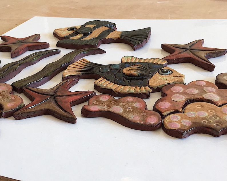 Fish Ceramic Tiles Set Handcrafted for Mosaic and Wall Etsy