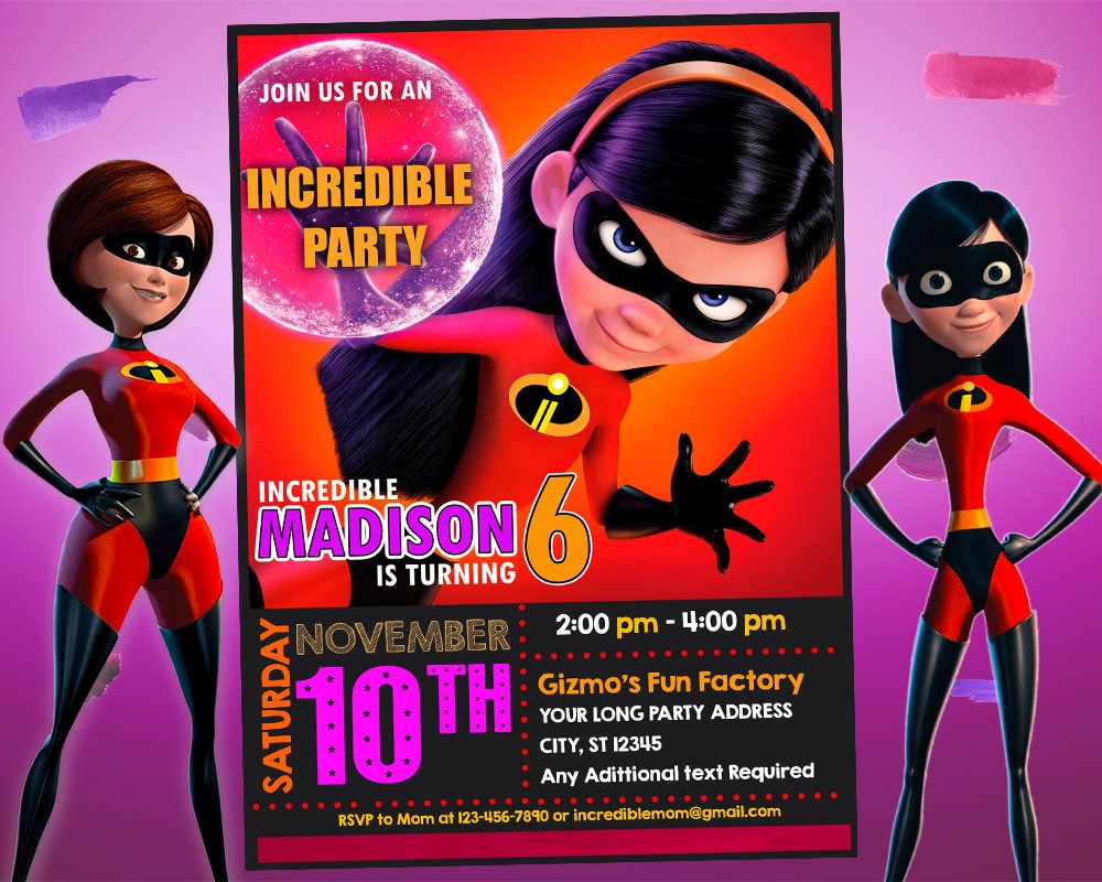 The Incredibles 2 Invitation for Birthday Party Incredible Etsy