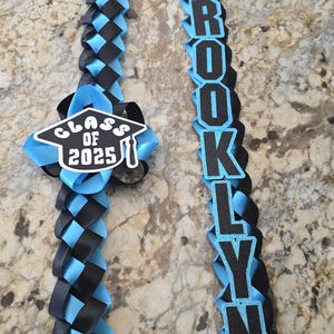 2 inch wide Graduation Leis with name and grad cap// Ribbon Lei // Graduation // Graduation Gifts // 2025 Graduation Lei // Grad Leis //