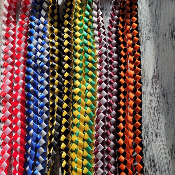 Handmade Satin Ribbon Graduation Lei - Woven Braid