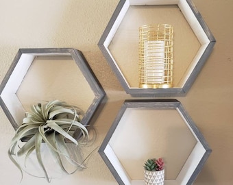 Two toned honeycomb shelves
