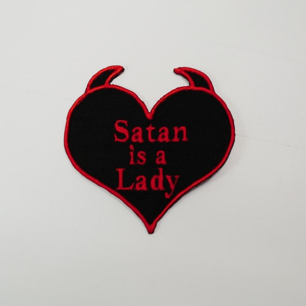 Satan is a Lady Red Black Iron on Patch