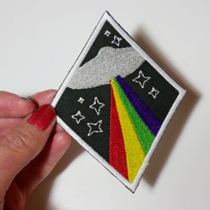 Rainbows and UFOS Queers in Space Iron On Patch