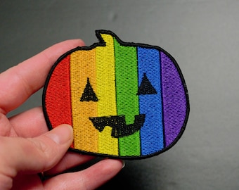 Spooky Queer Jack o Lantern LGBTQA Pride Pumpkin Patch Iron on