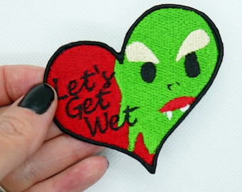 Écusson brodé créature du lagon noir, coeur effrayant