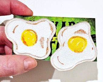 Over Easy Eggs Set of 2 Iron on Embroidered Patch