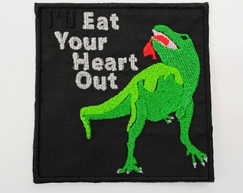 Raging Hungry T-Rex Dinosaur Iron on Patch