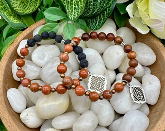 Root Chakra bracelet ~ lava bead or rosewood base