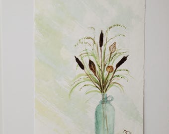 Beach Glass Beauty: Original Watercolor Painting, Matted 8x10