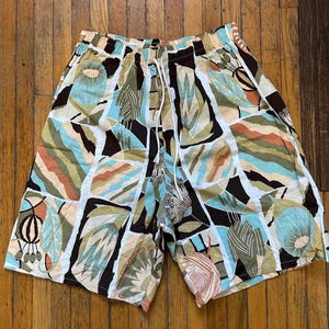 Vintage 1960s NOS Board Shorts Size XL Made In USA Hawaiian Flower Tiki Canvas Lounge Mod Deadstock Nwt