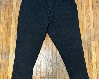 Vintage 1940s Soo Woolen Mills Wool Black Charcoal Pants Size 36X26 Hunting Shooting Breeches Trousers Suspender Buttons USA