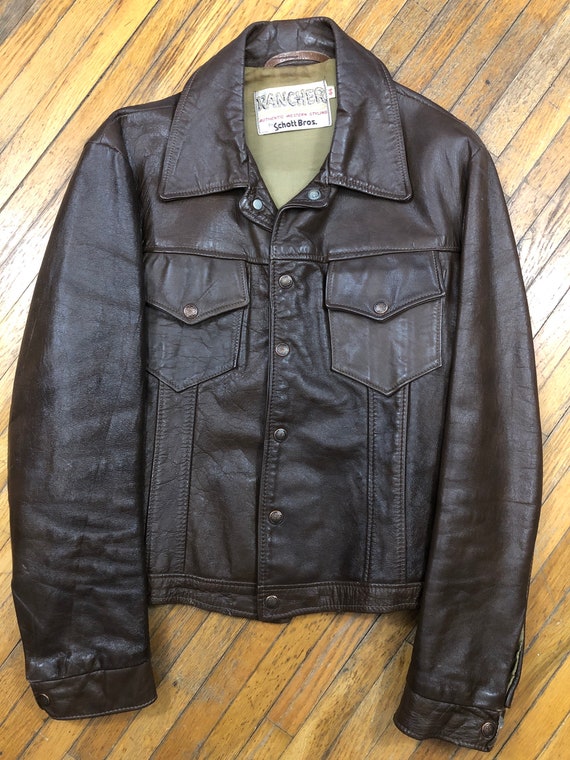 Vintage 1970s Schott Bros. Rancher Brown Leather Trucker - Etsy