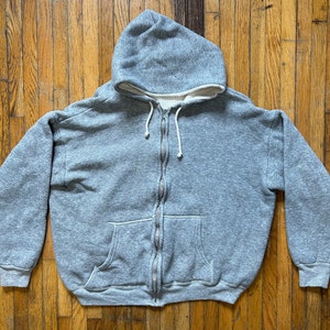 Vintage 1960s Grey Zip up Hoodie Hooded Sweatshirt Size Medium  