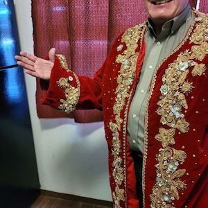 Mens 18th century frock coat  in red velvet