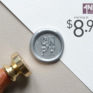 Carimbo de cera com iniciais personalizadas/selos de casamento com monograma personalizado/carimbo de casamento personalizado - Design009