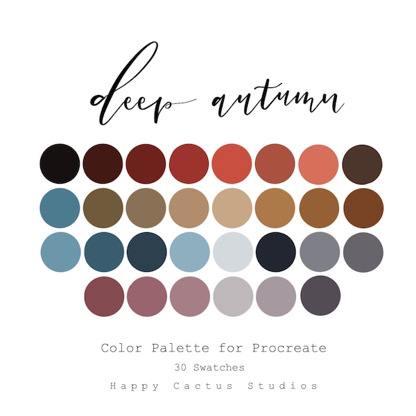 Deep Autumn Color Palette for Procreate || Instant Download ||