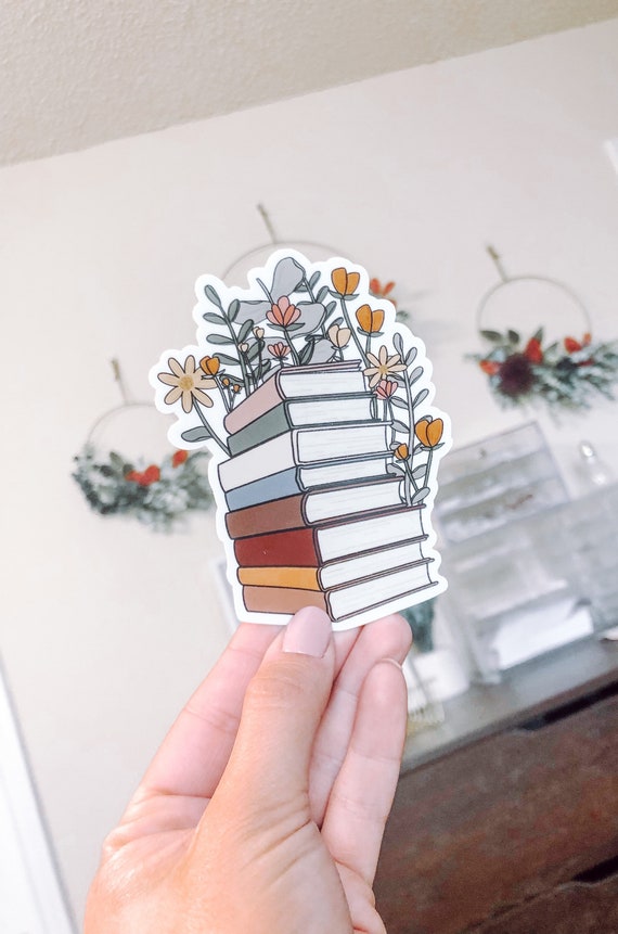Floral Book Stack Sticker | Sticker