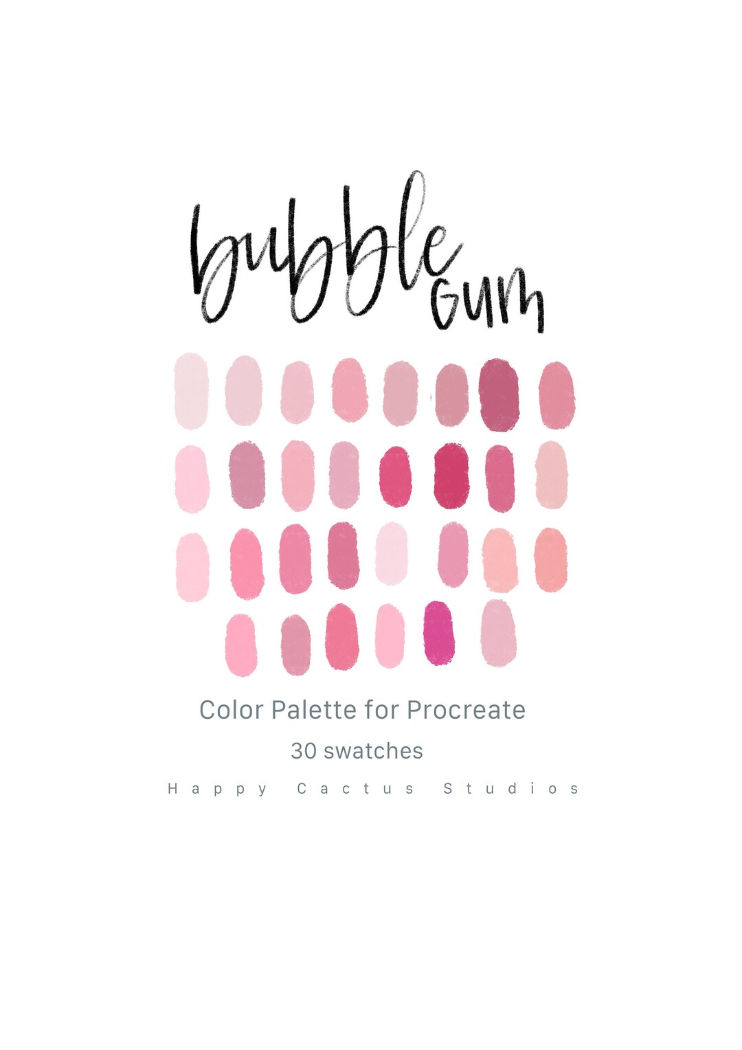 Bubble Gum Color Palette for Procreate Instant Download Etsy