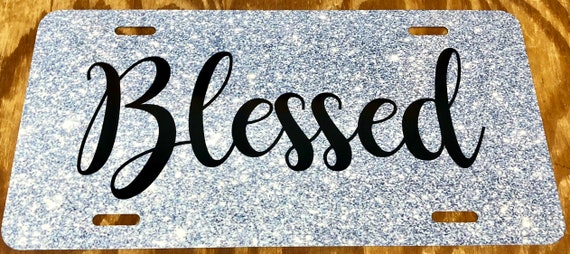 Personalized Glitter LIKE License Plate Silver Glitter DOES NOT SPARKLE Car Tag