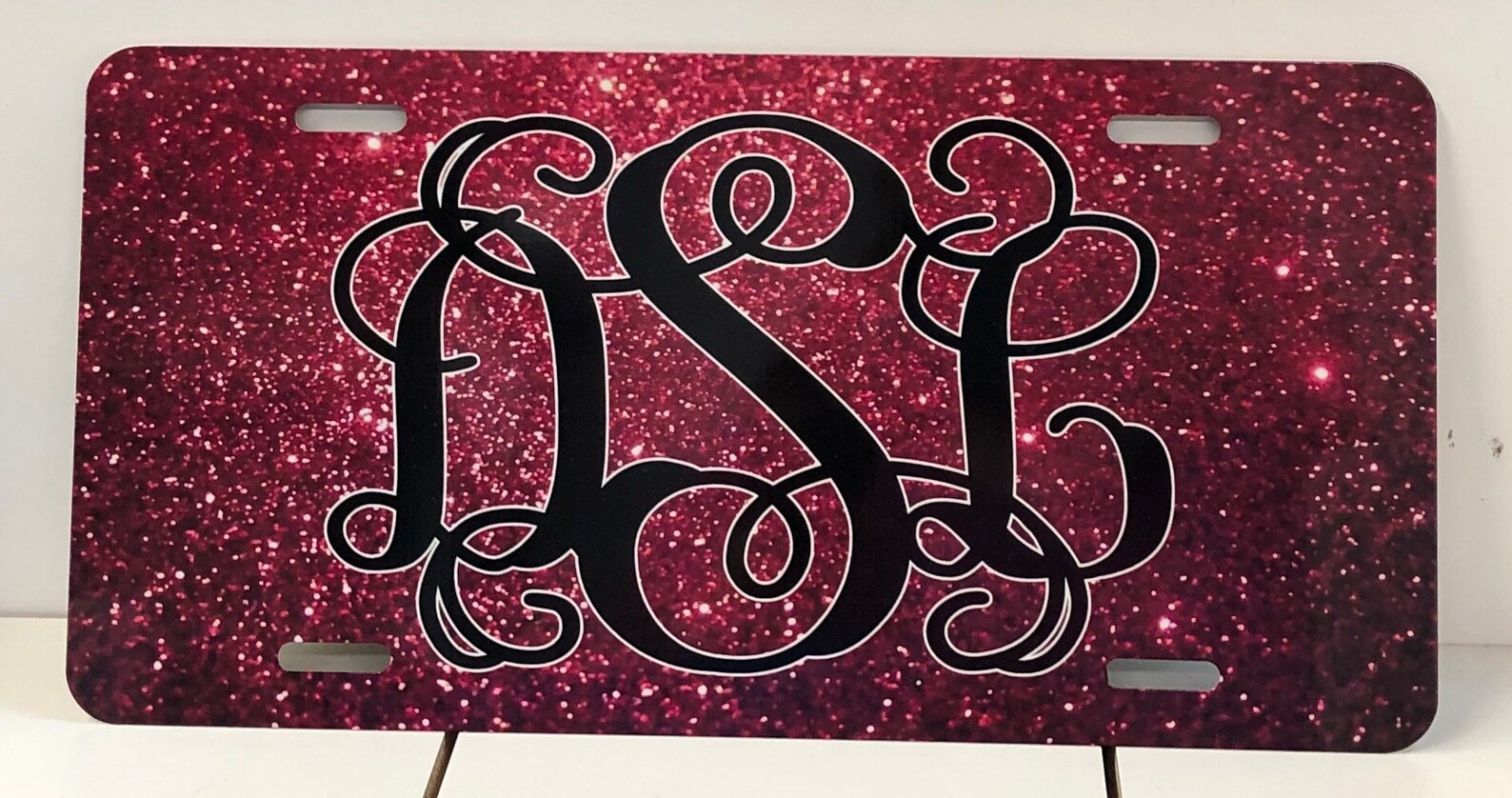 Red Glitter License Plate Car Tag Personalized Custom Name Etsy
