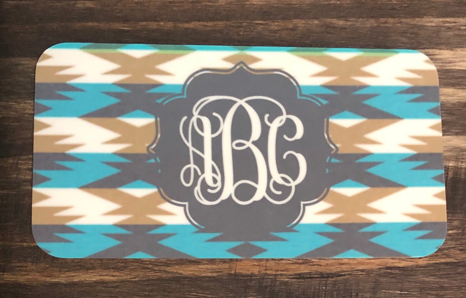 Teal Monogram Aztec License Plate Personalized Car Tag Aztec Etsy