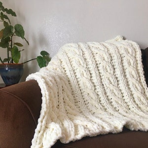 Ivory Cable Knit Blanket - Custom Size and Color Available