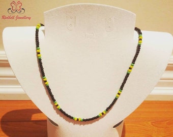 Rocksteady Reggae Necklace | Jamaica Necklace | Black, Green & Yellow Necklace | Caribbean Necklace