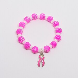 Hot Pink & White Breast Cancer Bracelets