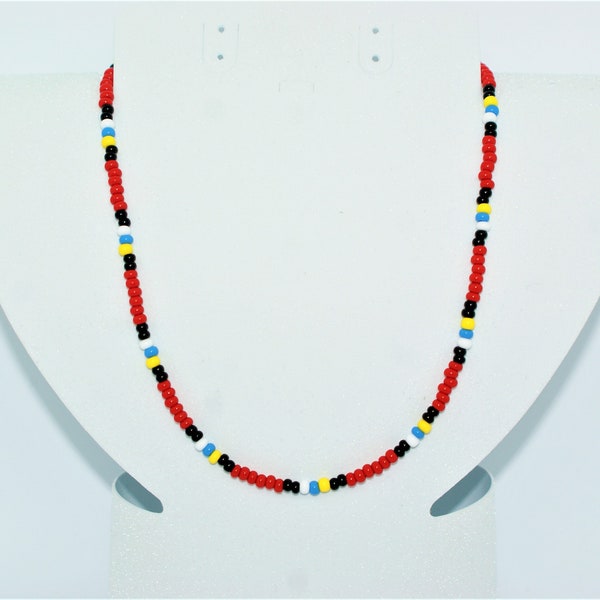 Wadadli Nice Necklace | Antigua & Barbuda Necklace | Red, Black, Blue, Yellow and White Necklace | Caribbean Necklace