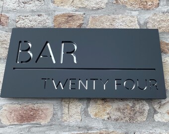 Custom Home Bar Sign: Modern Acrylic with Floating Mount