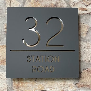 Contemporary Square House Sign, Door Numbers, Modern House Sign image 4