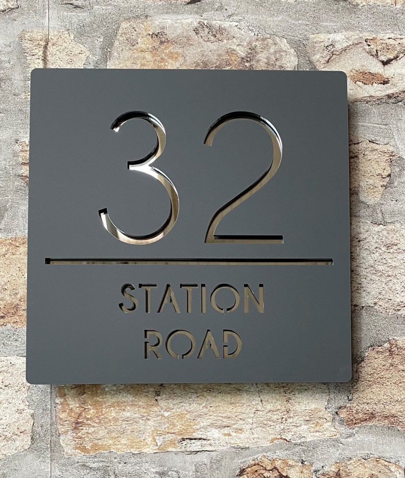 Contemporary Square House Sign, Door Numbers, Modern House Sign image 4