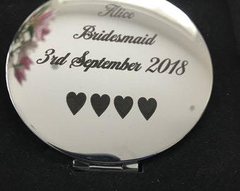 Personalised pocket Mirror Wedding Favour