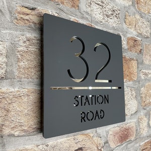 Contemporary Square House Sign, Door Numbers, Modern House Sign