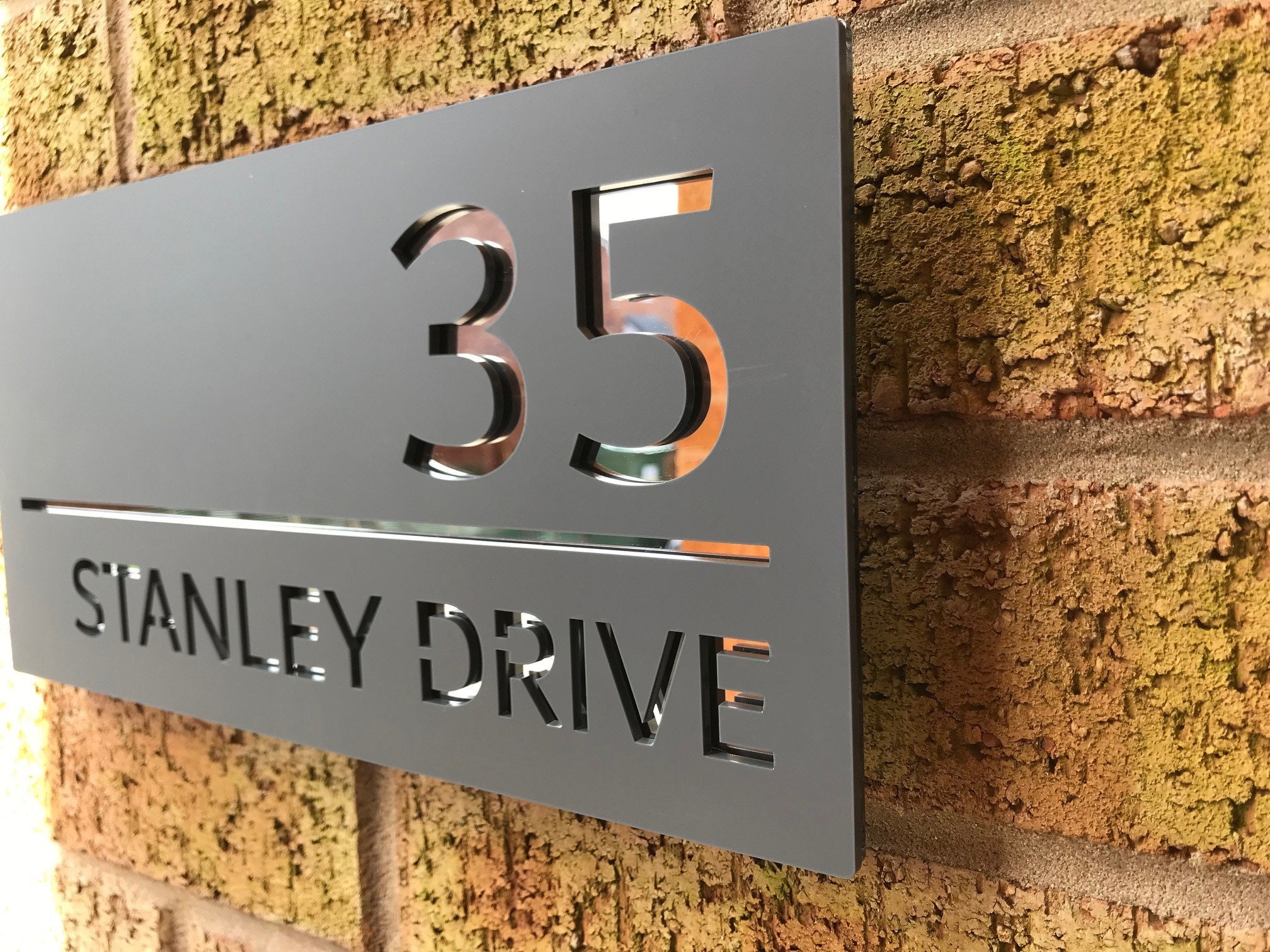 HOUSE SIGN PLAQUE personalised door number acrylic modern gate contemporary wall HOUSE SIGN PLAQUE personalised door number acrylic modern gate contemporary wall