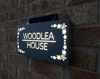 Contemporary House Sign, Solar house Sign