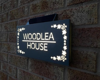 Contemporary Solar House Sign: Illuminated Address Plaque