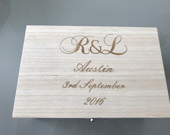 Personalised Wedding Gift Box With 2 Personalised Champagne Flutes