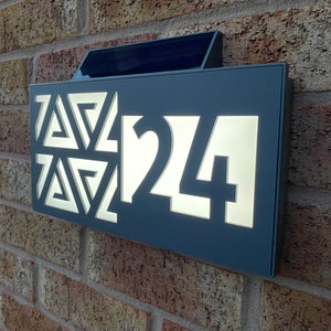 Contemporary House Sign, Solar House Number