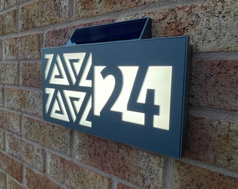 Contemporary House Sign, Solar House Number