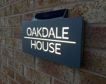 Contemporary Solar House Sign: Illuminated Address Plaque