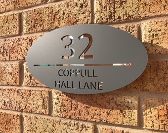 Modern Oval House Sign: Acrylic Door Numbers, Floating Design