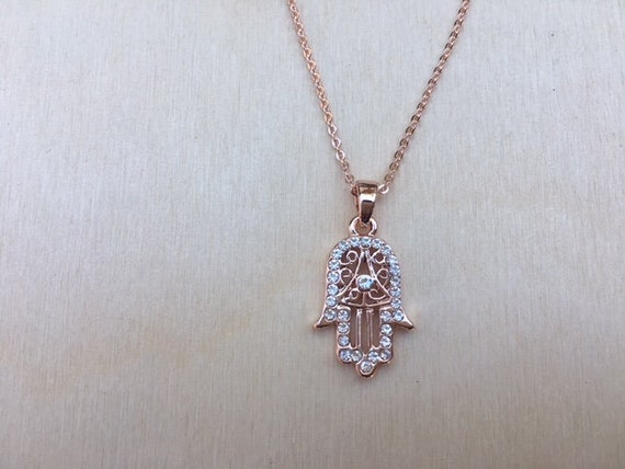 Rose gold hamsa on sale necklace